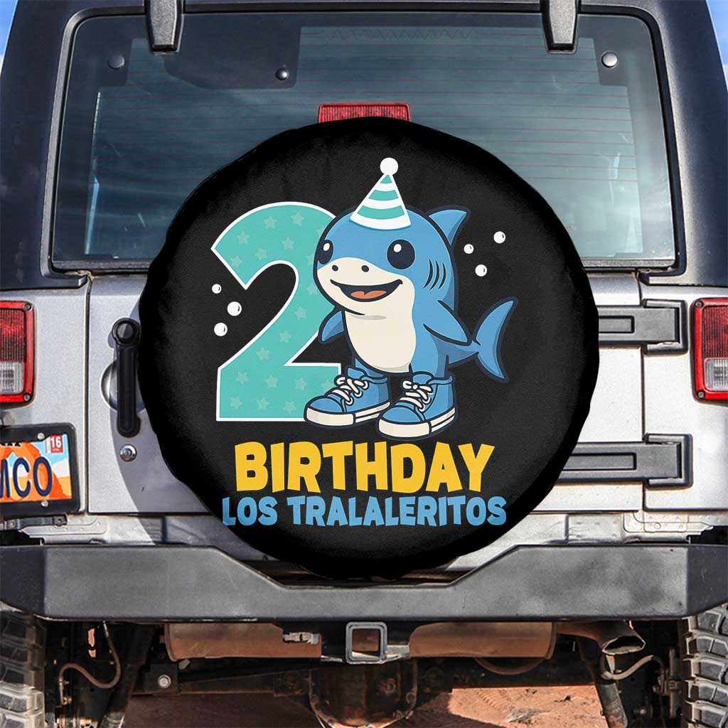 2 Years Old Birthday Brainrot Spare Tire Cover Funny Tralalero Tralala Los Tralaleritos Meme Shark TS10 No hole Black Print Your Wear