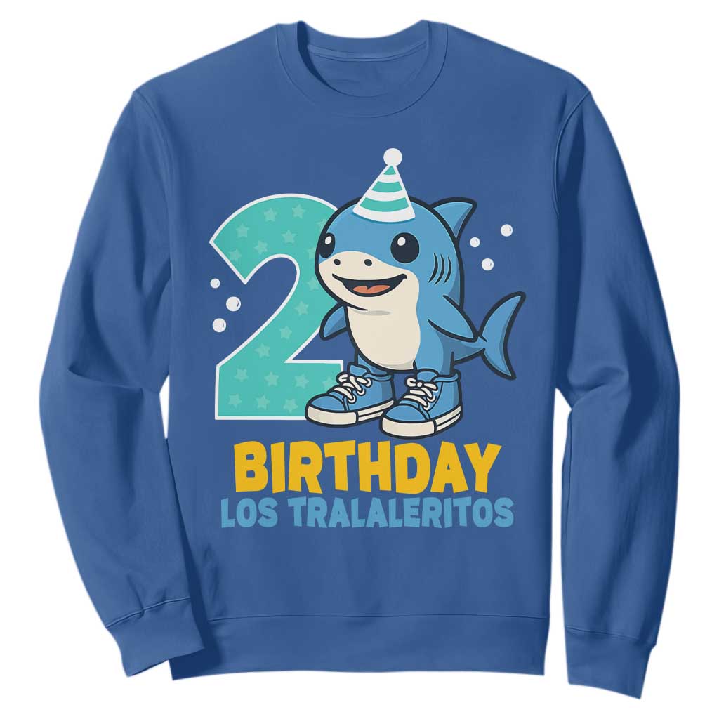 2 Years Old Birthday Brainrot Sweatshirt Funny Tralalero Tralala Los Tralaleritos Meme Shark TS10 Royal Blue Print Your Wear