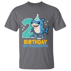 2 Years Old Birthday Brainrot T Shirt Funny Tralalero Tralala Los Tralaleritos Meme Shark TS10 Charcoal Print Your Wear