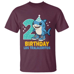 2 Years Old Birthday Brainrot T Shirt Funny Tralalero Tralala Los Tralaleritos Meme Shark TS10 Maroon Print Your Wear