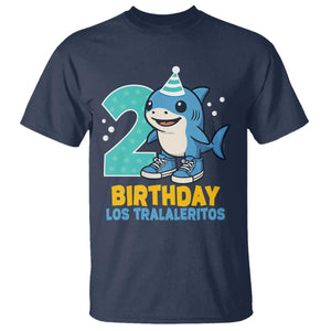 2 Years Old Birthday Brainrot T Shirt Funny Tralalero Tralala Los Tralaleritos Meme Shark TS10 Navy Print Your Wear
