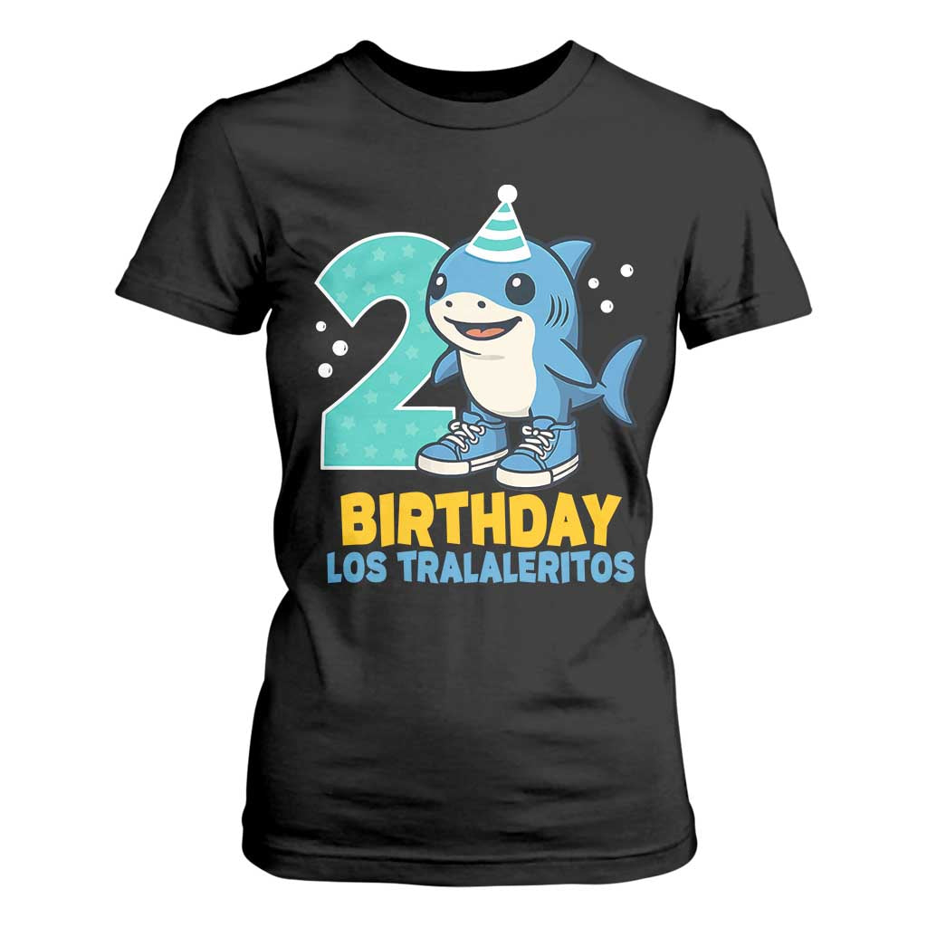 2 Years Old Birthday Brainrot T Shirt For Women Funny Tralalero Tralala Los Tralaleritos Meme Shark TS10 Black Print Your Wear