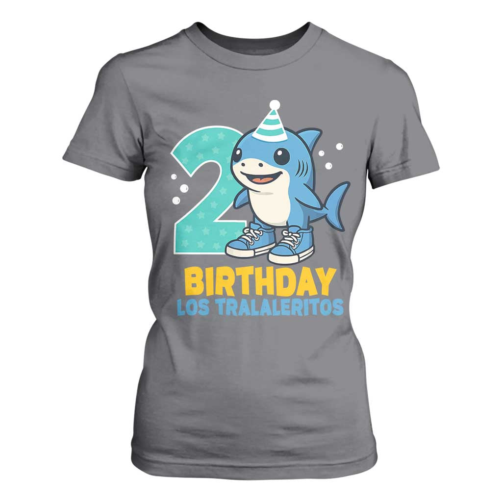 2 Years Old Birthday Brainrot T Shirt For Women Funny Tralalero Tralala Los Tralaleritos Meme Shark TS10 Charcoal Print Your Wear