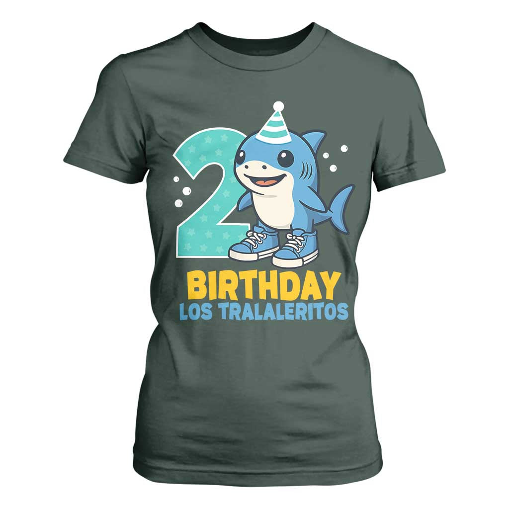 2 Years Old Birthday Brainrot T Shirt For Women Funny Tralalero Tralala Los Tralaleritos Meme Shark TS10 Dark Forest Green Print Your Wear