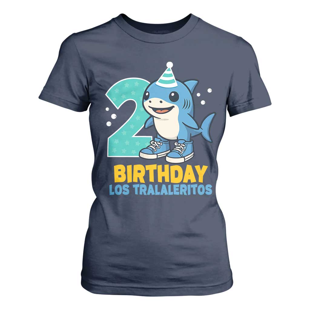 2 Years Old Birthday Brainrot T Shirt For Women Funny Tralalero Tralala Los Tralaleritos Meme Shark TS10 Navy Print Your Wear