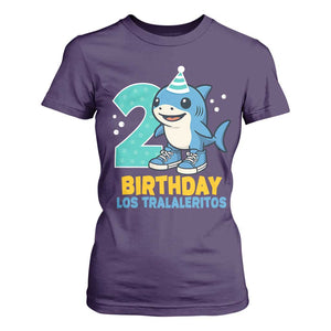 2 Years Old Birthday Brainrot T Shirt For Women Funny Tralalero Tralala Los Tralaleritos Meme Shark TS10 Purple Print Your Wear