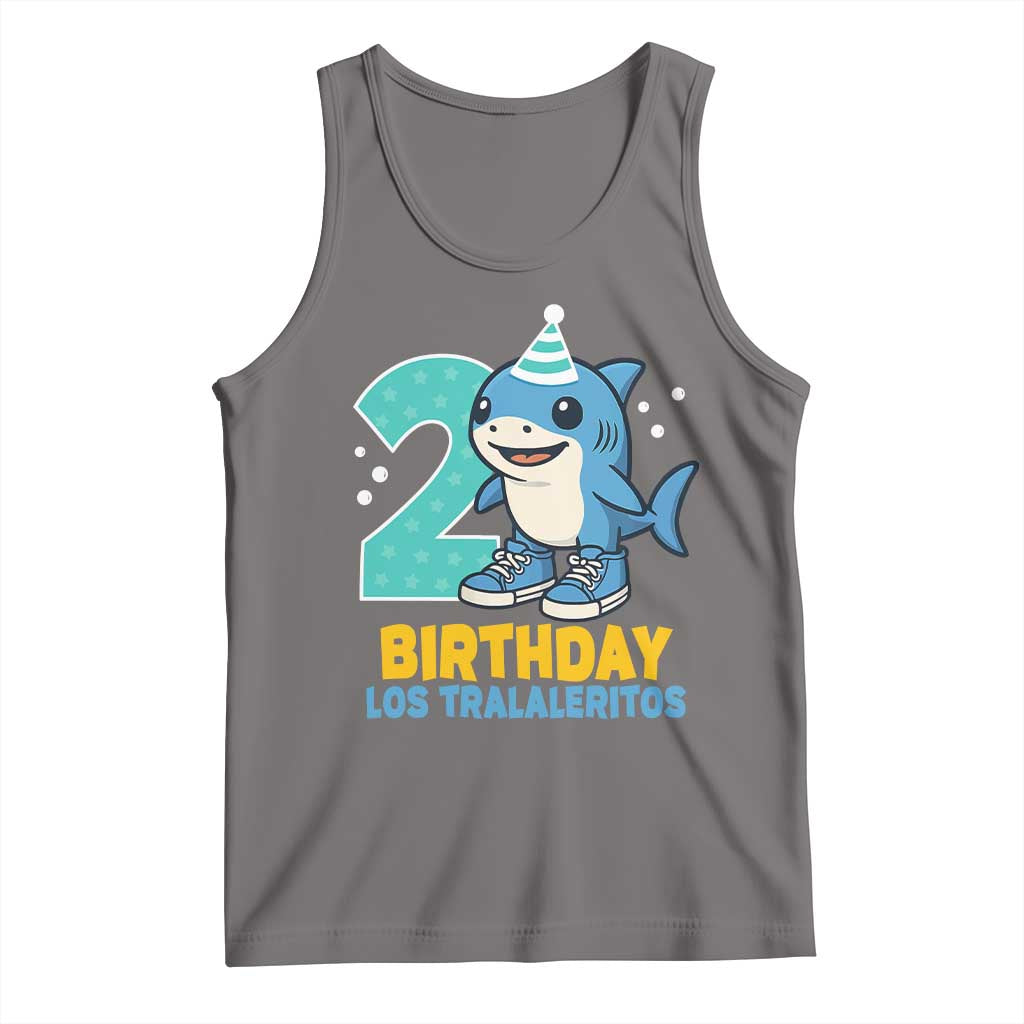 2 Years Old Birthday Brainrot Tank Top Funny Tralalero Tralala Los Tralaleritos Meme Shark TS10 Deep Heather Print Your Wear