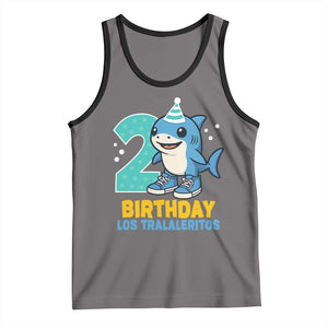 2 Years Old Birthday Brainrot Tank Top Funny Tralalero Tralala Los Tralaleritos Meme Shark TS10 Deep Heather Black Print Your Wear