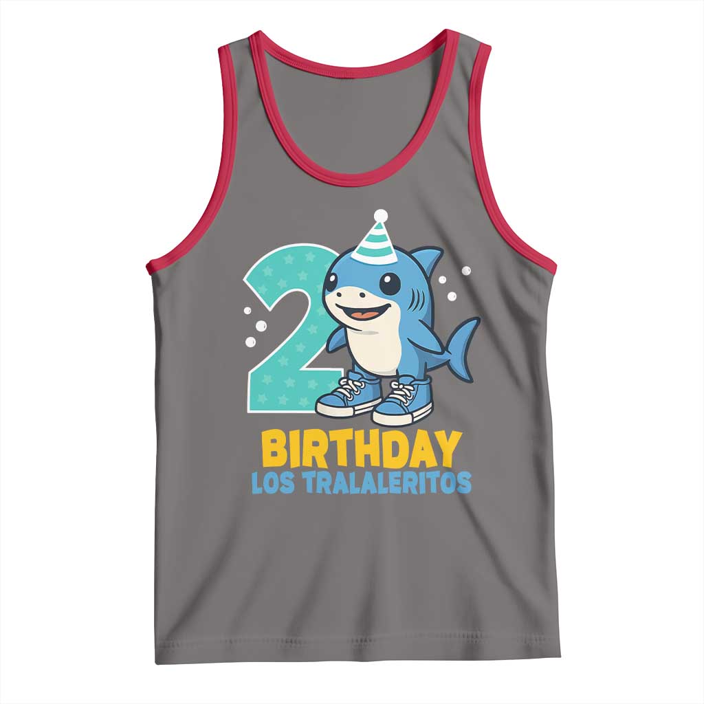 2 Years Old Birthday Brainrot Tank Top Funny Tralalero Tralala Los Tralaleritos Meme Shark TS10 Deep Heather Red Print Your Wear