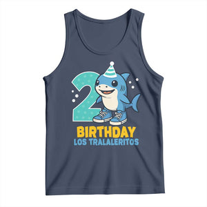 2 Years Old Birthday Brainrot Tank Top Funny Tralalero Tralala Los Tralaleritos Meme Shark TS10 Navy Print Your Wear