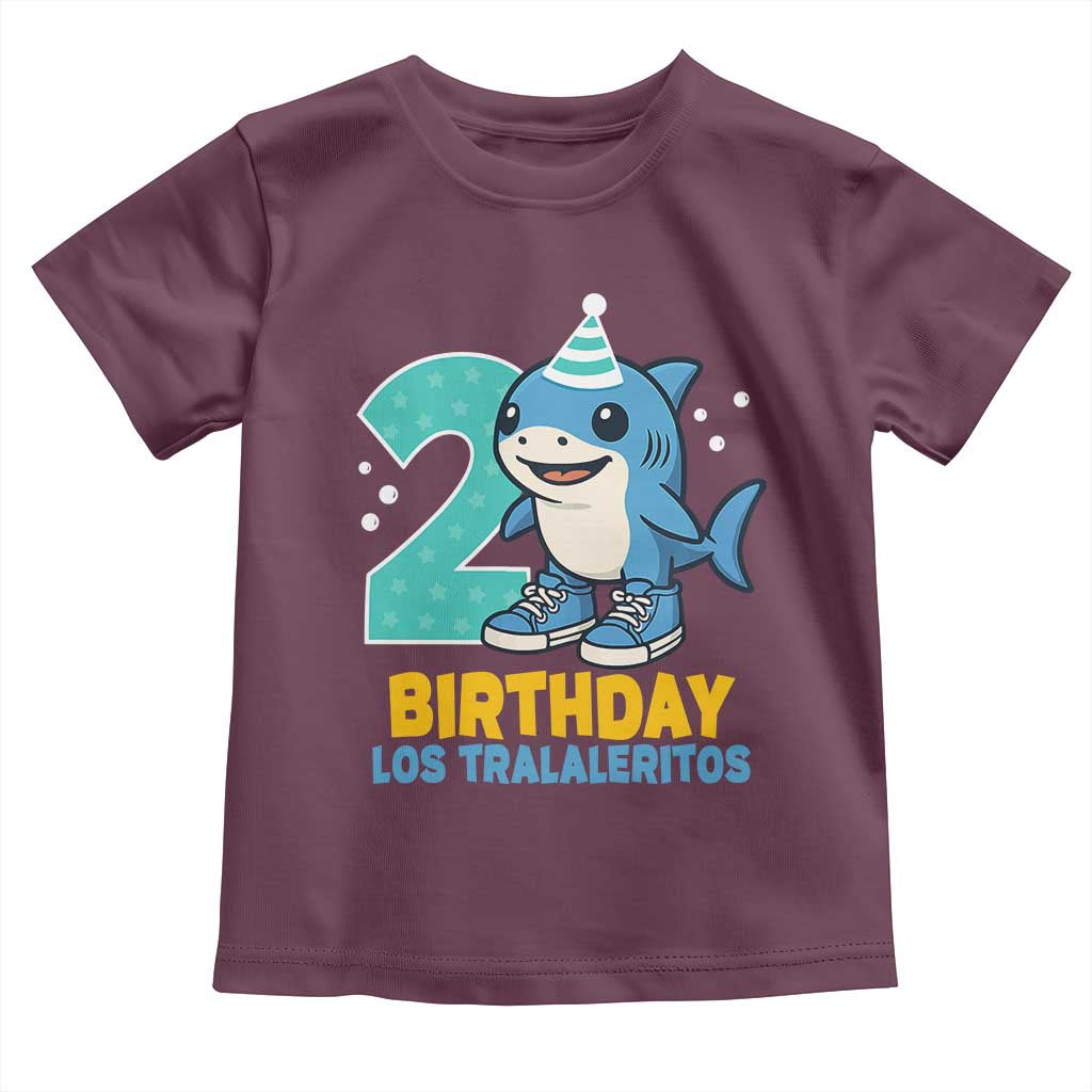 2 Years Old Birthday Brainrot Toddler T Shirt Funny Tralalero Tralala Los Tralaleritos Meme Shark TS10 Maroon Print Your Wear