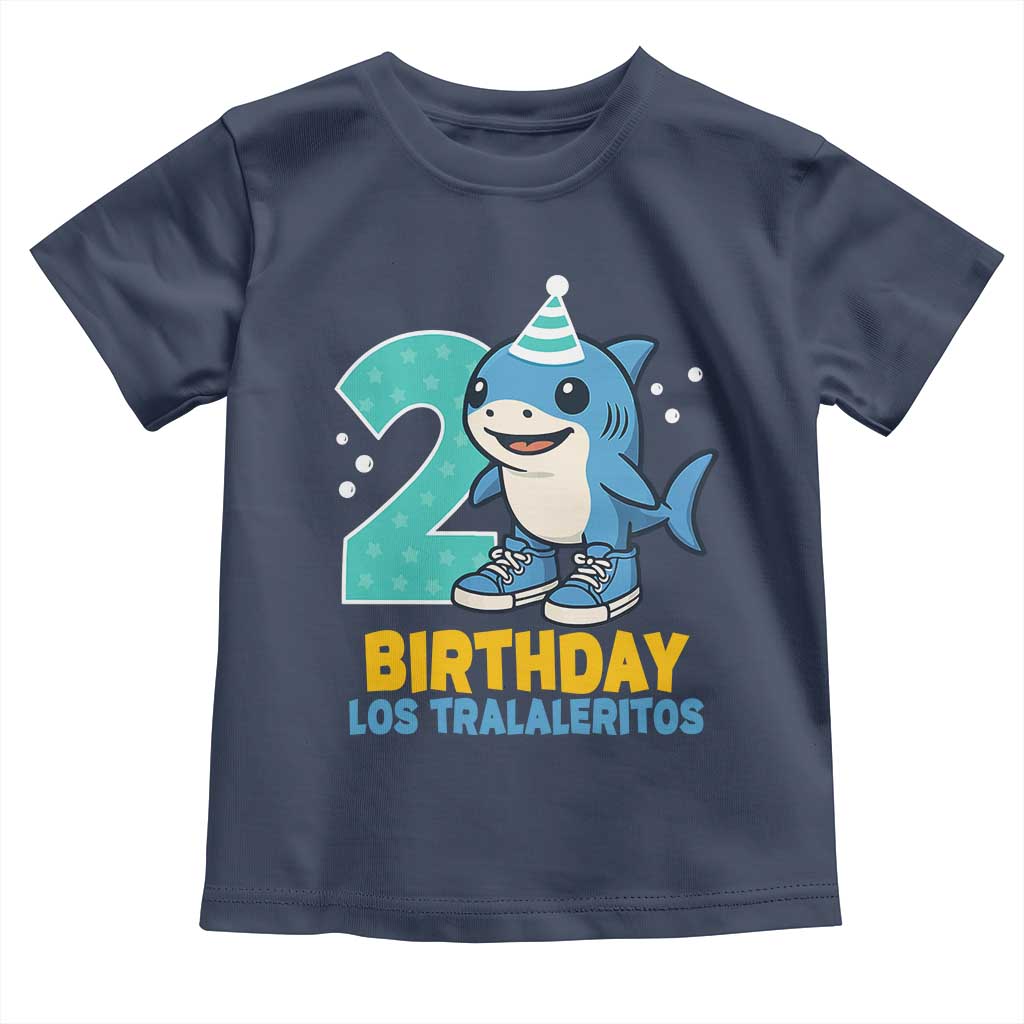 2 Years Old Birthday Brainrot Toddler T Shirt Funny Tralalero Tralala Los Tralaleritos Meme Shark TS10 Navy Print Your Wear