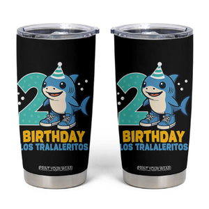 2 Years Old Birthday Brainrot Tumbler Cup Funny Tralalero Tralala Los Tralaleritos Meme Shark TS10 Black Print Your Wear