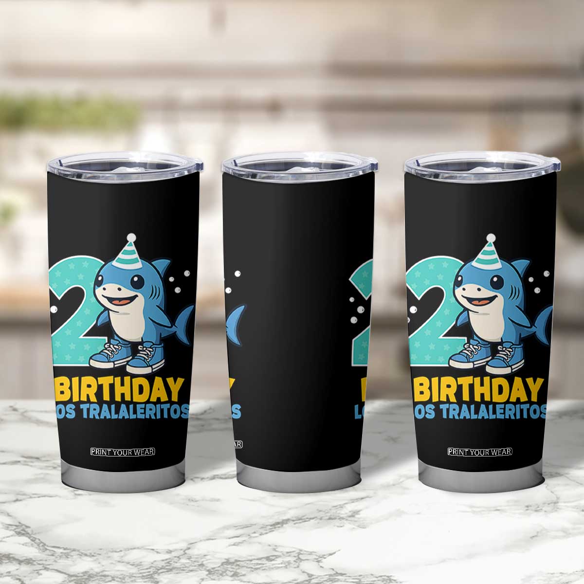2 Years Old Birthday Brainrot Tumbler Cup Funny Tralalero Tralala Los Tralaleritos Meme Shark TS10 Print Your Wear