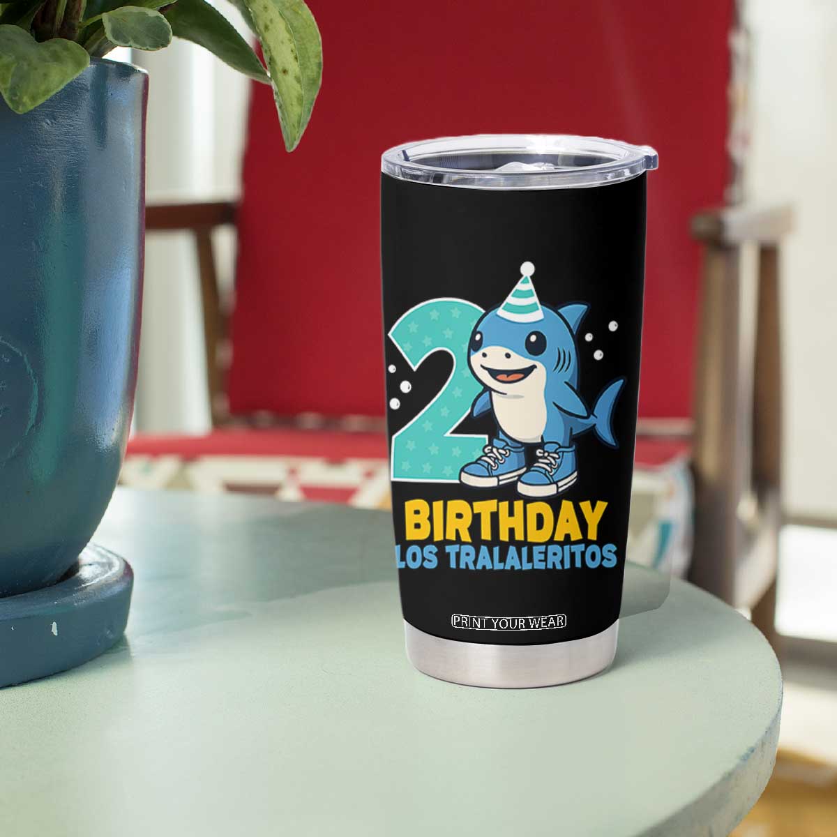 2 Years Old Birthday Brainrot Tumbler Cup Funny Tralalero Tralala Los Tralaleritos Meme Shark TS10 Print Your Wear