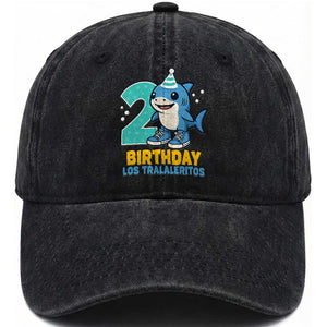 2 Years Old Birthday Brainrot Washed Cotton Baseball Cap Funny Tralalero Tralala Los Tralaleritos Meme Shark