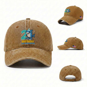 2 Years Old Birthday Brainrot Washed Cotton Baseball Cap Funny Tralalero Tralala Los Tralaleritos Meme Shark