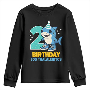 2 Years Old Birthday Brainrot Youth Sweatshirt Funny Tralalero Tralala Los Tralaleritos Meme Shark TS10 Black Print Your Wear