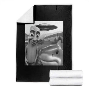 Funny Italian Brainrot Meme Throw Blanket Funny Tung Tung Tung Sahur Tralalero Tralala Selfie TS10 Black Print Your Wear