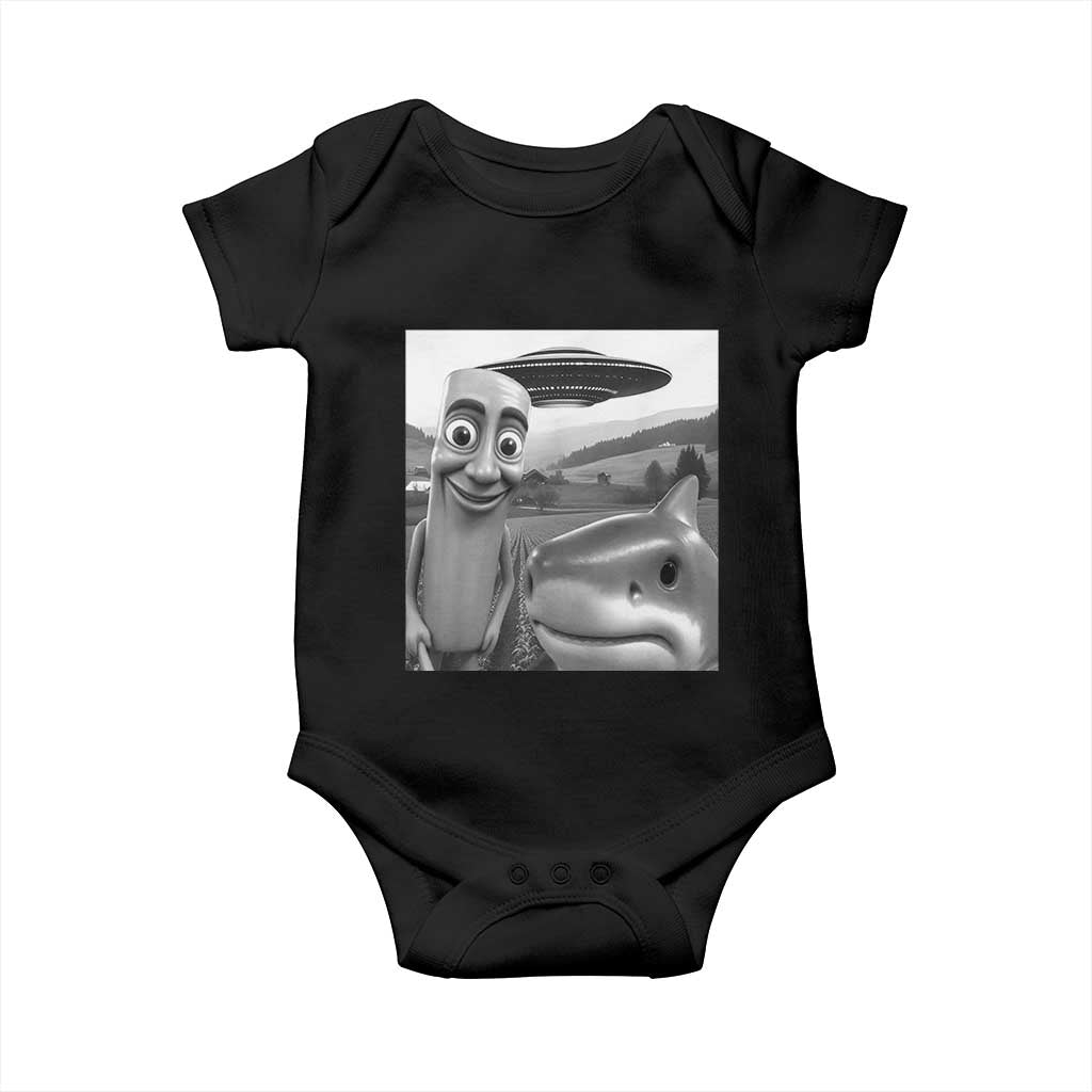 Funny Italian Brainrot Meme Baby Onesie Funny Tung Tung Tung Sahur Tralalero Tralala Selfie TS10 Black Print Your Wear