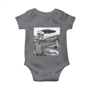 Funny Italian Brainrot Meme Baby Onesie Funny Tung Tung Tung Sahur Tralalero Tralala Selfie TS10 Charcoal Print Your Wear