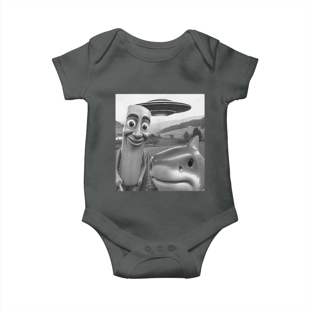 Funny Italian Brainrot Meme Baby Onesie Funny Tung Tung Tung Sahur Tralalero Tralala Selfie TS10 Dark Heather Print Your Wear