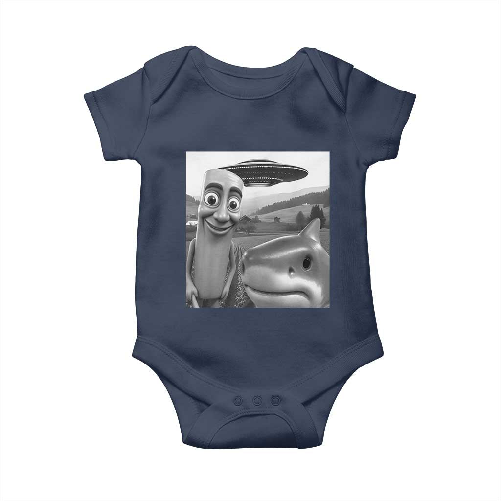 Funny Italian Brainrot Meme Baby Onesie Funny Tung Tung Tung Sahur Tralalero Tralala Selfie TS10 Navy Print Your Wear