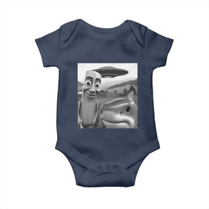 Funny Italian Brainrot Meme Baby Onesie Funny Tung Tung Tung Sahur Tralalero Tralala Selfie TS10 Navy Print Your Wear