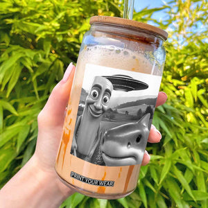 Funny Italian Brainrot Meme Glass Can Funny Tung Tung Tung Sahur Tralalero Tralala Selfie TS10 Black Print Your Wear