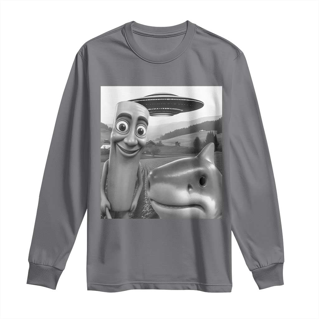Funny Italian Brainrot Meme Long Sleeve Shirt Funny Tung Tung Tung Sahur Tralalero Tralala Selfie TS10 Charcoal Print Your Wear