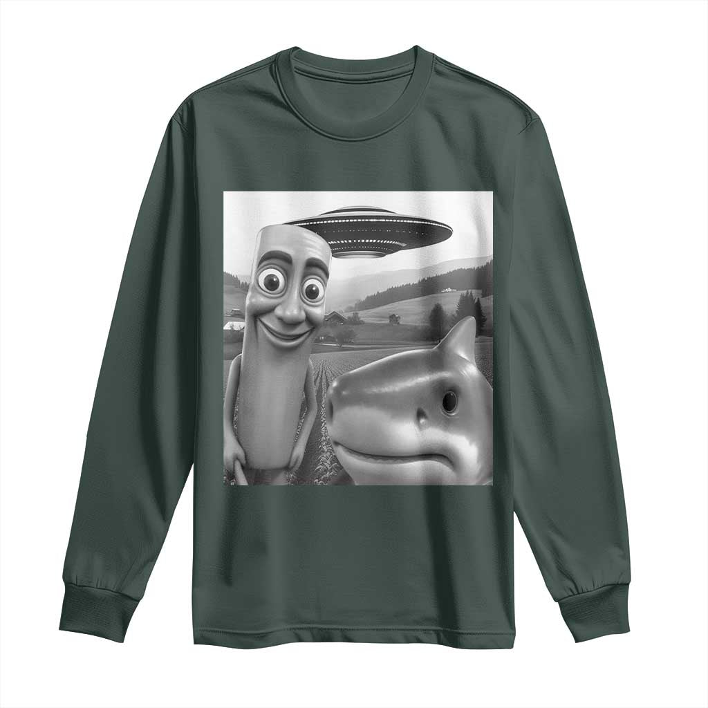 Funny Italian Brainrot Meme Long Sleeve Shirt Funny Tung Tung Tung Sahur Tralalero Tralala Selfie TS10 Dark Forest Green Print Your Wear
