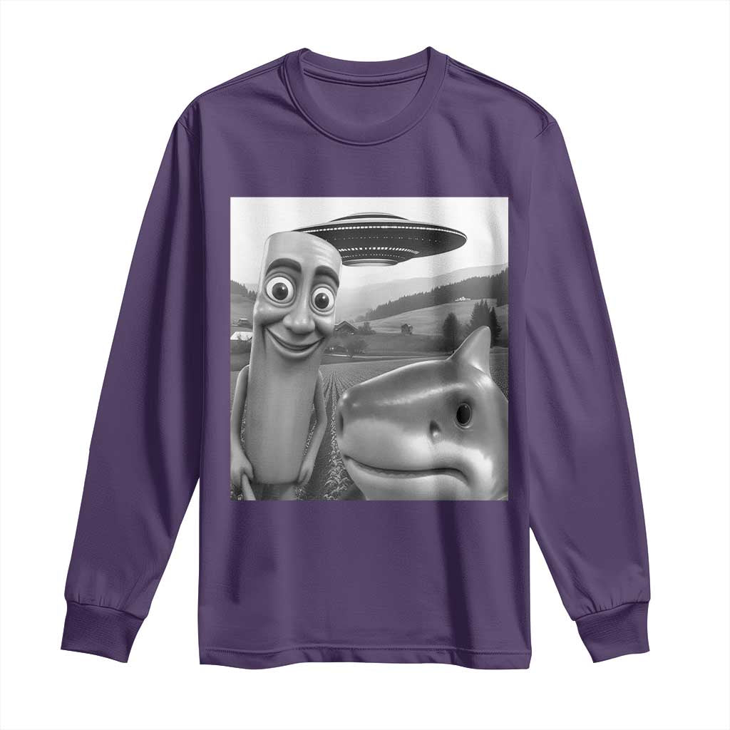 Funny Italian Brainrot Meme Long Sleeve Shirt Funny Tung Tung Tung Sahur Tralalero Tralala Selfie TS10 Purple Print Your Wear
