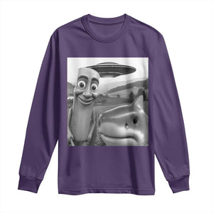 Funny Italian Brainrot Meme Long Sleeve Shirt Funny Tung Tung Tung Sahur Tralalero Tralala Selfie TS10 Purple Print Your Wear