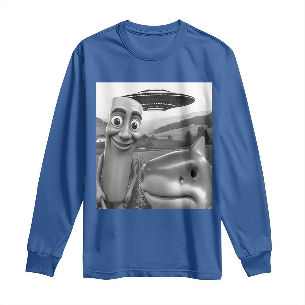 Funny Italian Brainrot Meme Long Sleeve Shirt Funny Tung Tung Tung Sahur Tralalero Tralala Selfie TS10 Royal Blue Print Your Wear