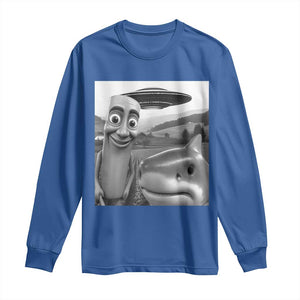 Funny Italian Brainrot Meme Long Sleeve Shirt Funny Tung Tung Tung Sahur Tralalero Tralala Selfie TS10 Royal Blue Print Your Wear