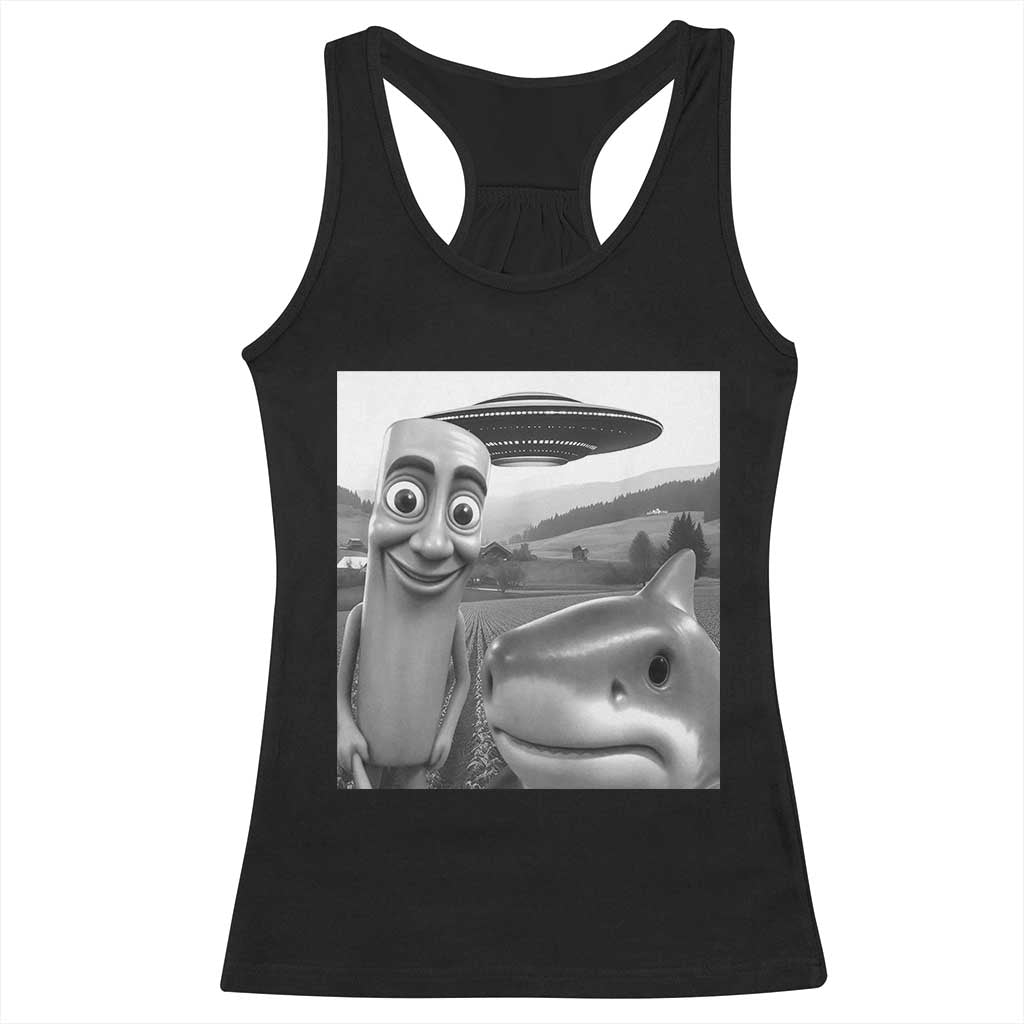 Funny Italian Brainrot Meme Racerback Tank Top Funny Tung Tung Tung Sahur Tralalero Tralala Selfie TS10 Black Print Your Wear