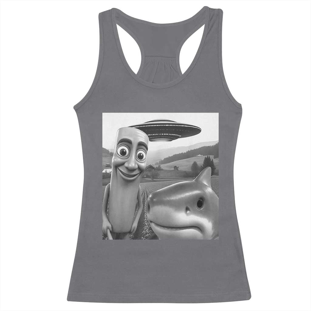 Funny Italian Brainrot Meme Racerback Tank Top Funny Tung Tung Tung Sahur Tralalero Tralala Selfie TS10 Charcoal Print Your Wear
