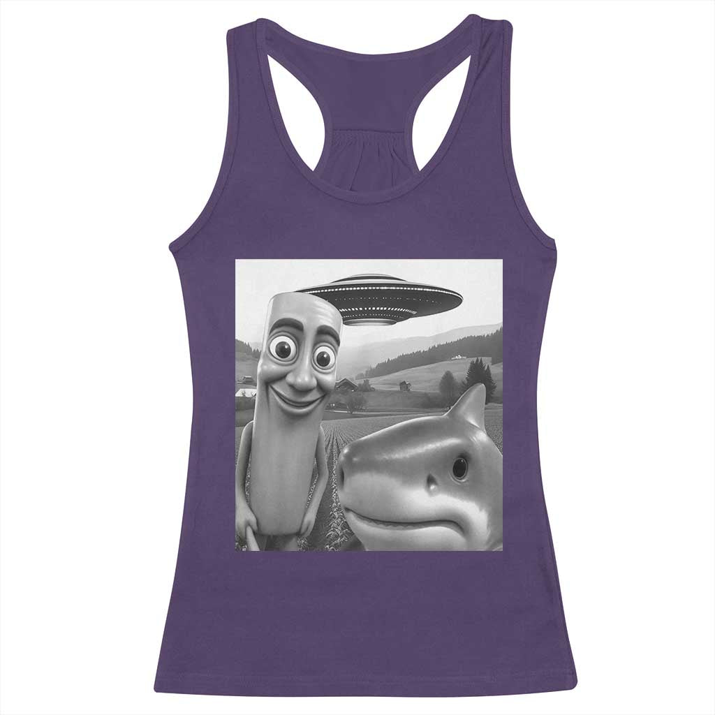 Funny Italian Brainrot Meme Racerback Tank Top Funny Tung Tung Tung Sahur Tralalero Tralala Selfie TS10 Purple Print Your Wear