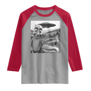 Funny Italian Brainrot Meme Raglan Shirt Funny Tung Tung Tung Sahur Tralalero Tralala Selfie TS10 Sport Gray Red Print Your Wear