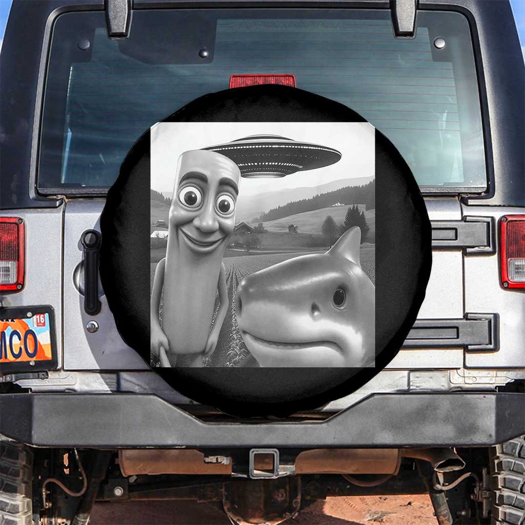 Funny Italian Brainrot Meme Spare Tire Cover Funny Tung Tung Tung Sahur Tralalero Tralala Selfie TS10 No hole Black Print Your Wear