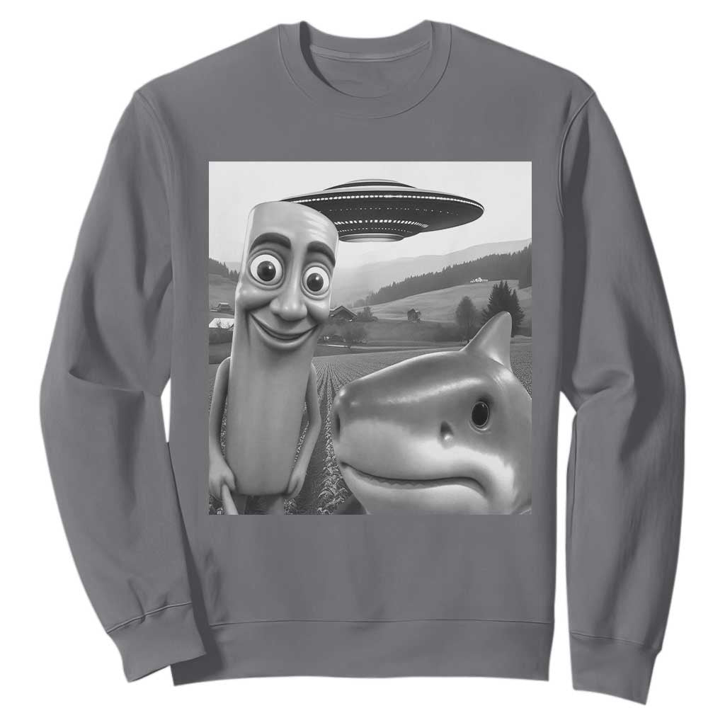 Funny Italian Brainrot Meme Sweatshirt Funny Tung Tung Tung Sahur Tralalero Tralala Selfie TS10 Charcoal Print Your Wear