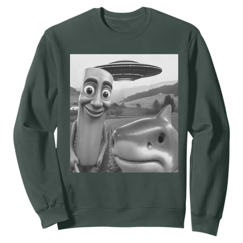 Funny Italian Brainrot Meme Sweatshirt Funny Tung Tung Tung Sahur Tralalero Tralala Selfie TS10 Dark Forest Green Print Your Wear