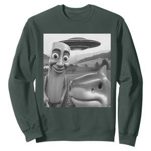 Funny Italian Brainrot Meme Sweatshirt Funny Tung Tung Tung Sahur Tralalero Tralala Selfie TS10 Dark Forest Green Print Your Wear