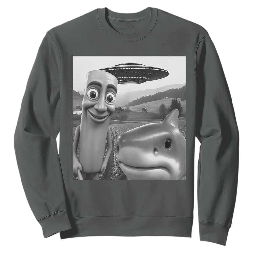 Funny Italian Brainrot Meme Sweatshirt Funny Tung Tung Tung Sahur Tralalero Tralala Selfie TS10 Dark Heather Print Your Wear