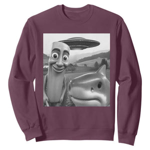 Funny Italian Brainrot Meme Sweatshirt Funny Tung Tung Tung Sahur Tralalero Tralala Selfie TS10 Maroon Print Your Wear