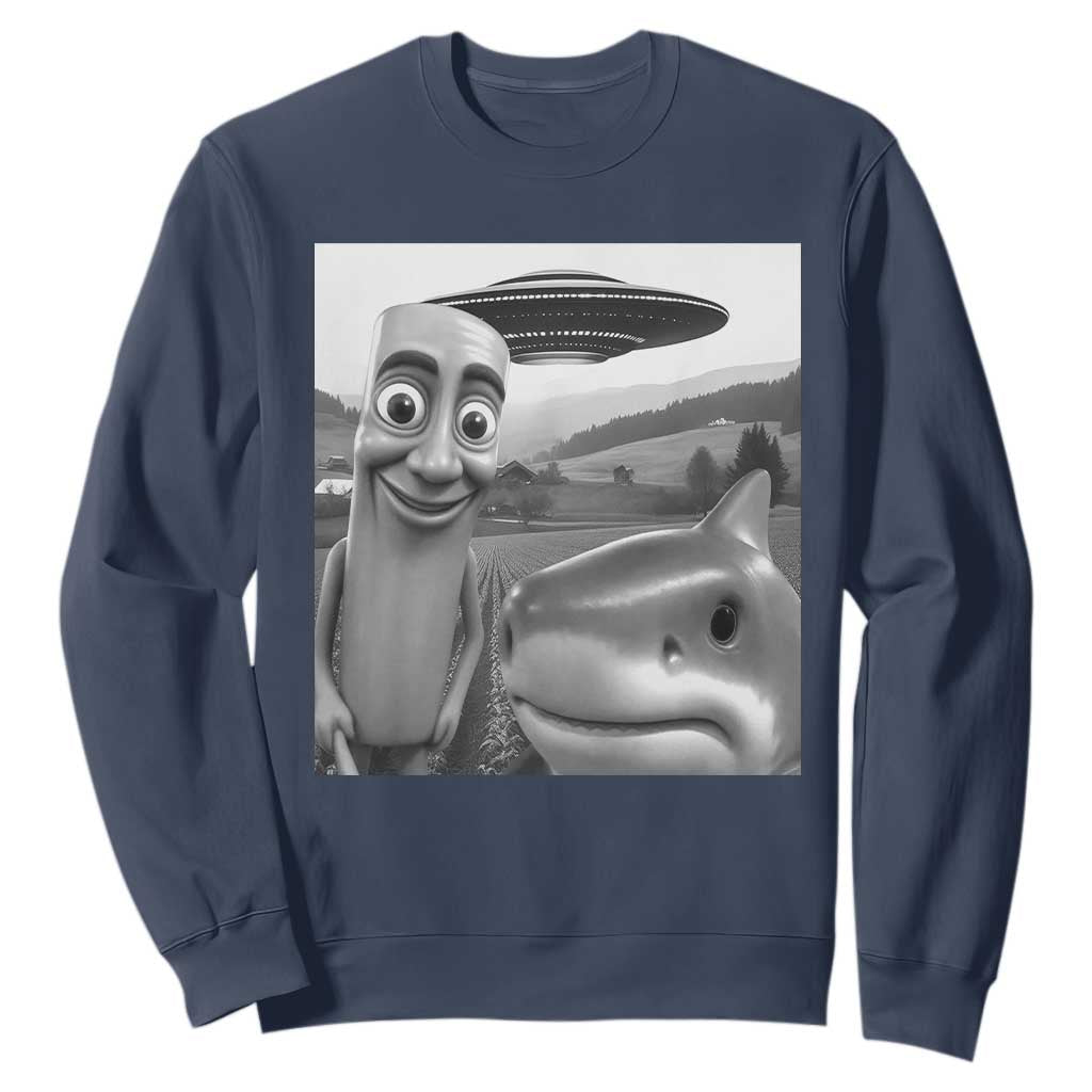 Funny Italian Brainrot Meme Sweatshirt Funny Tung Tung Tung Sahur Tralalero Tralala Selfie TS10 Navy Print Your Wear