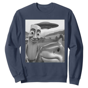 Funny Italian Brainrot Meme Sweatshirt Funny Tung Tung Tung Sahur Tralalero Tralala Selfie TS10 Navy Print Your Wear