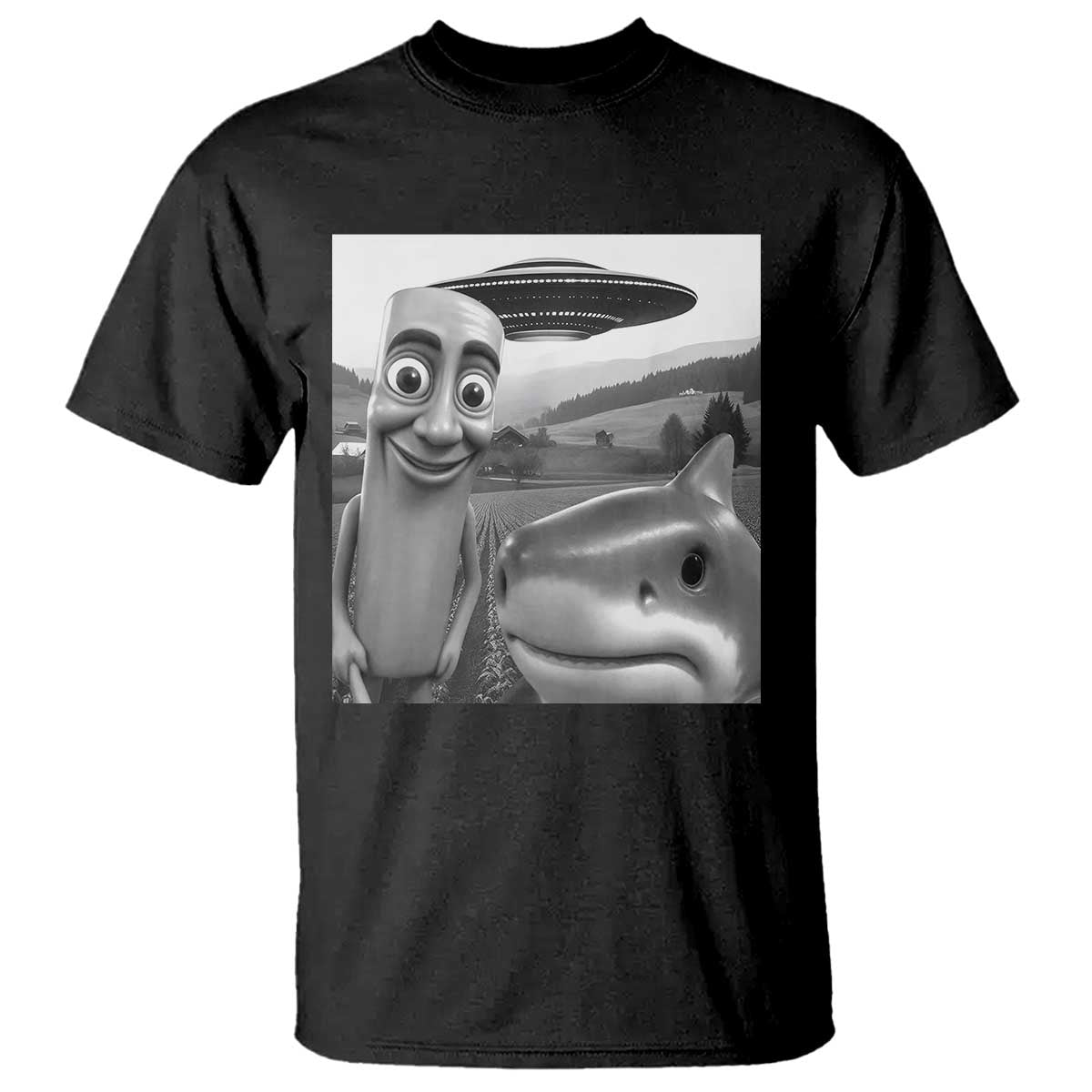 Funny Italian Brainrot Meme T Shirt Funny Tung Tung Tung Sahur Tralalero Tralala Selfie TS10 Black Print Your Wear