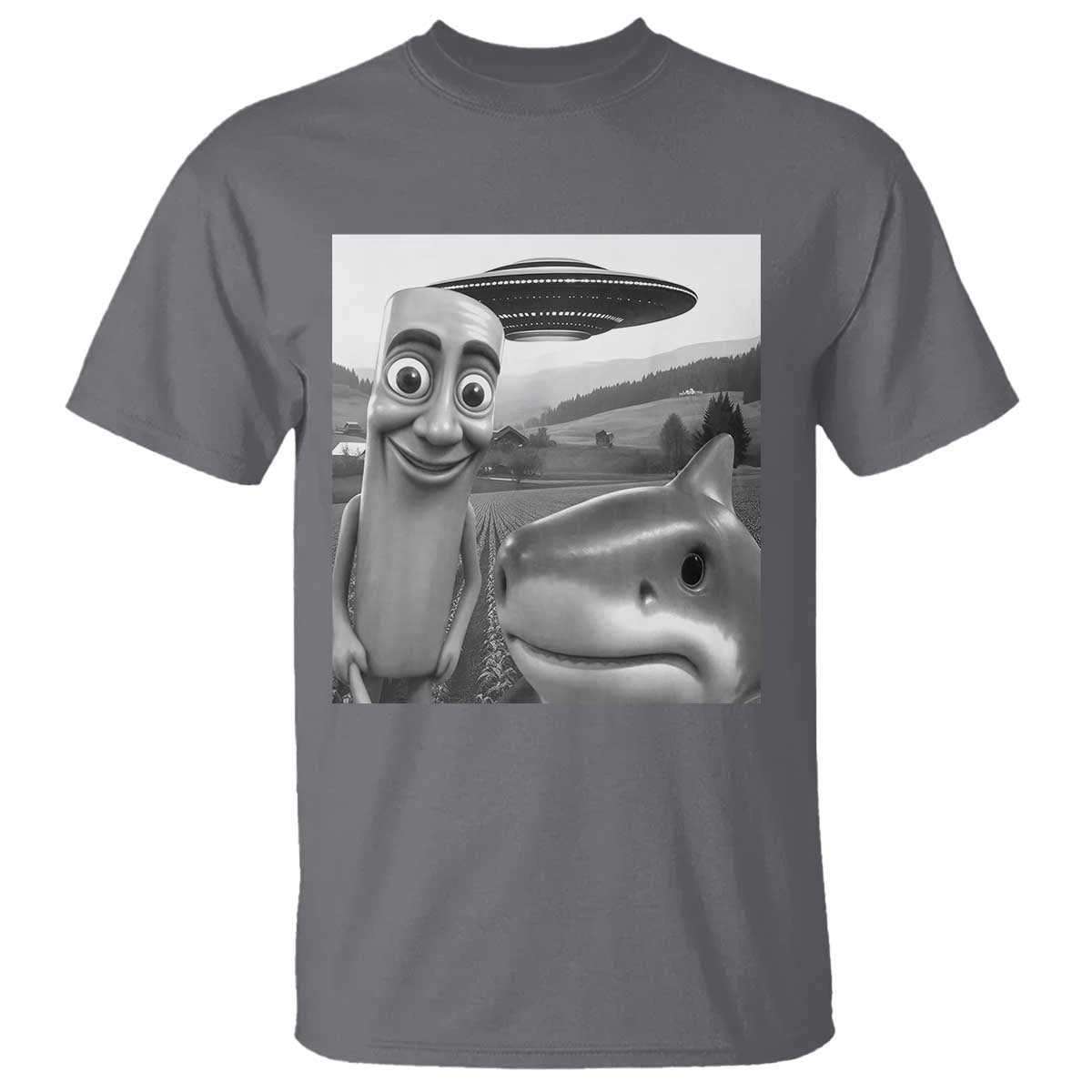 Funny Italian Brainrot Meme T Shirt Funny Tung Tung Tung Sahur Tralalero Tralala Selfie TS10 Charcoal Print Your Wear