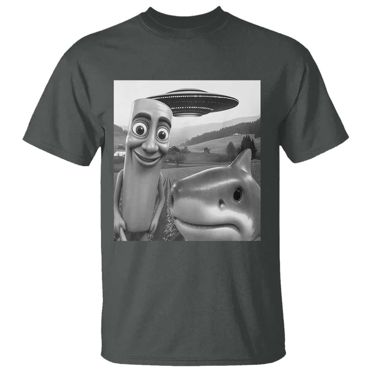 Funny Italian Brainrot Meme T Shirt Funny Tung Tung Tung Sahur Tralalero Tralala Selfie TS10 Dark Heather Print Your Wear